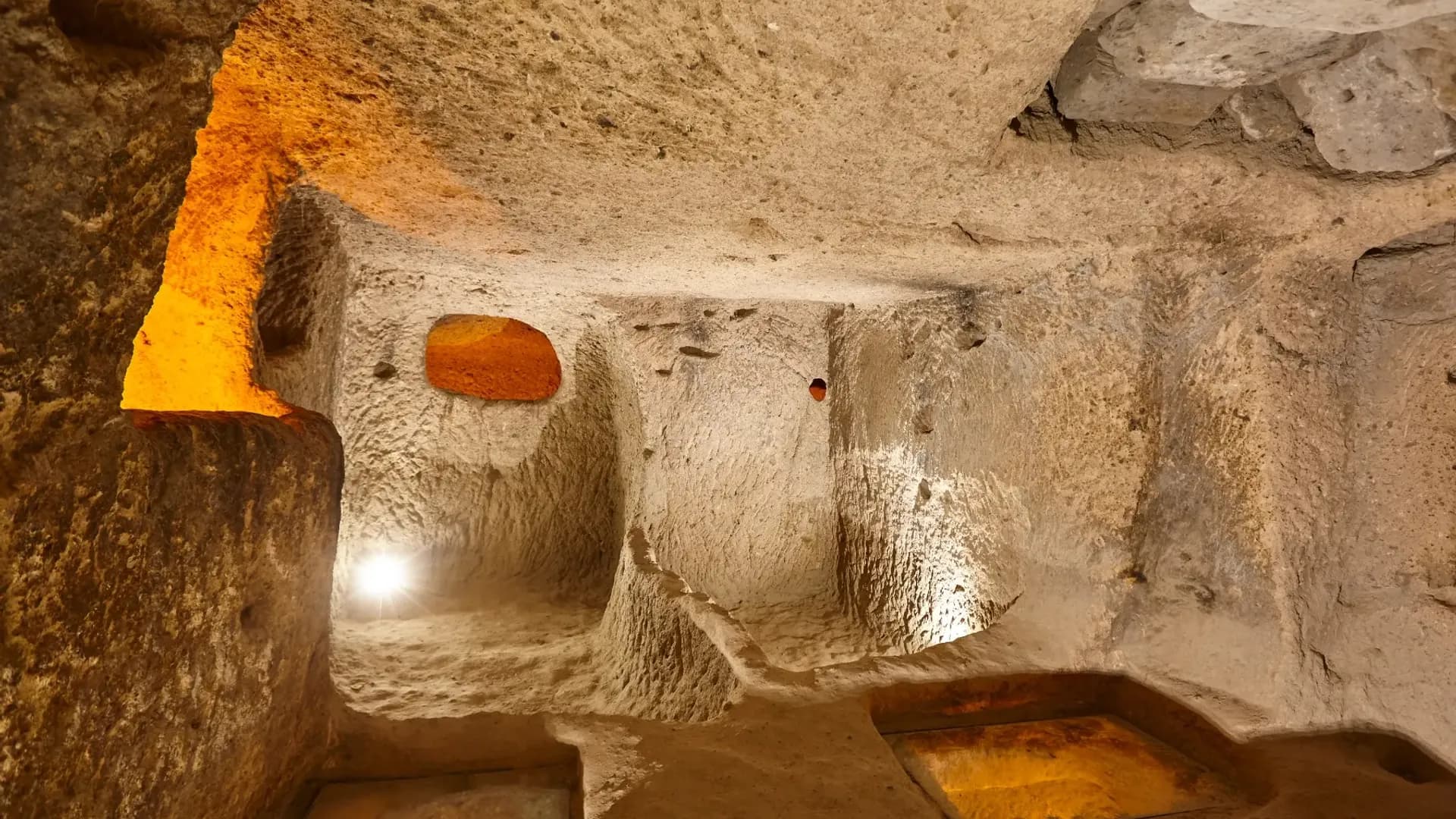 Bare chamber carved into rock