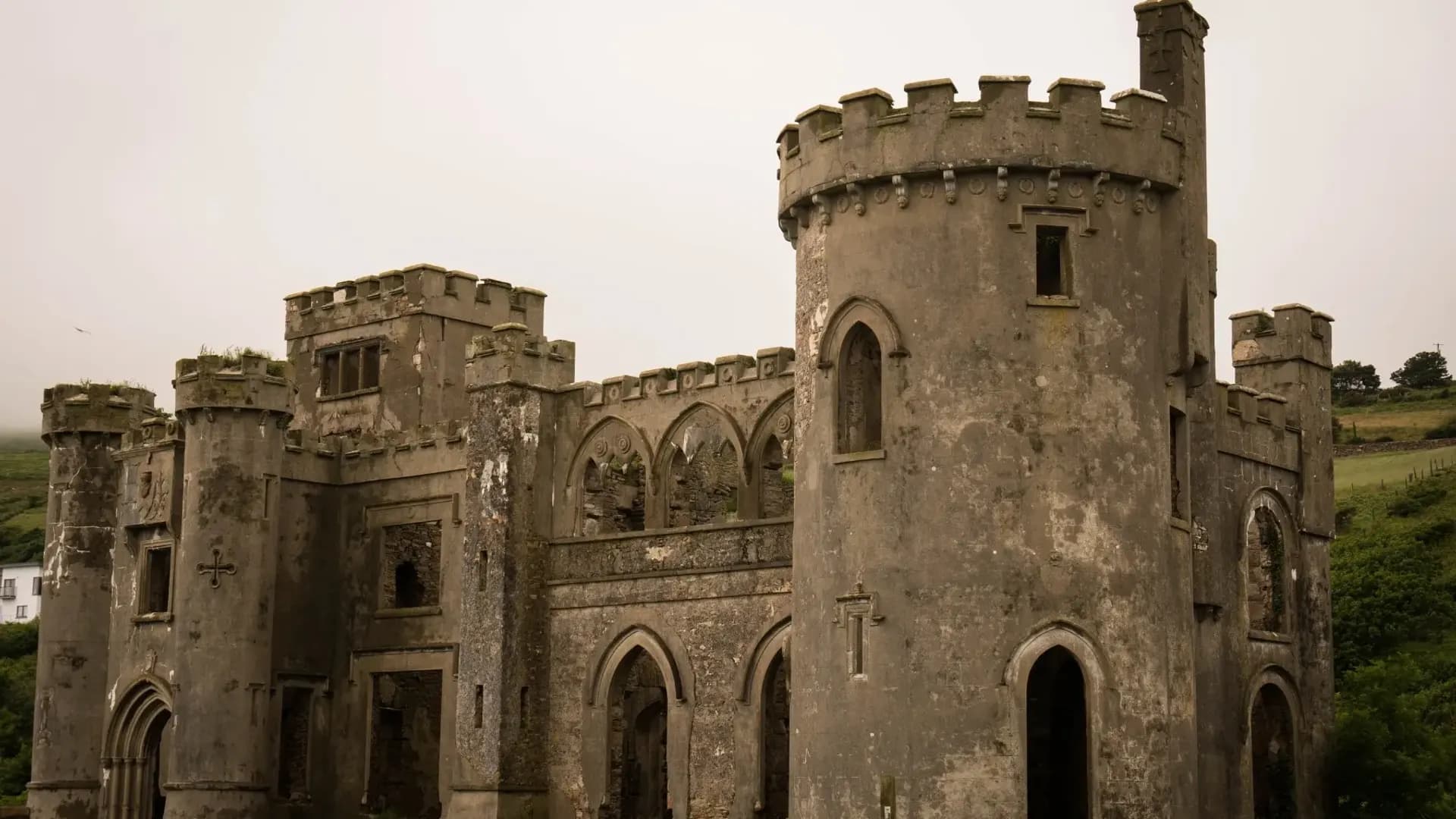 Stone fortress with round towers