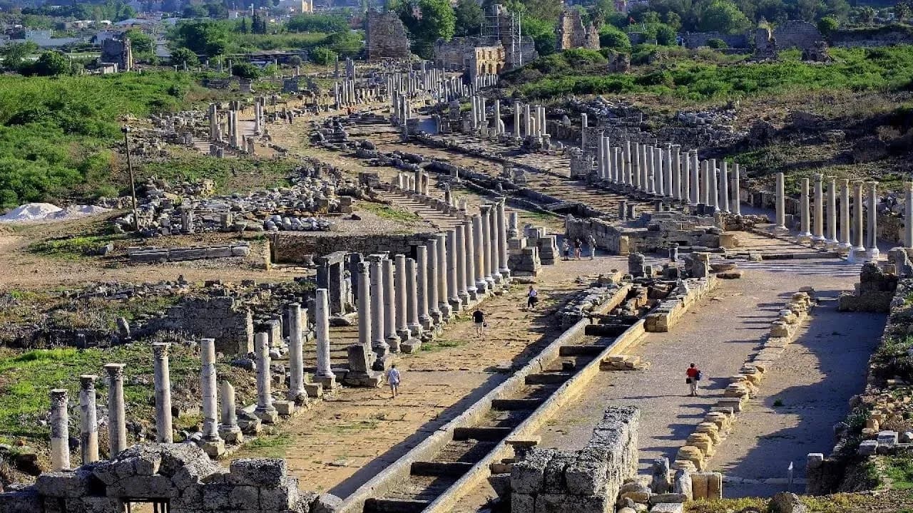 Ancient stone avenue viewed from above