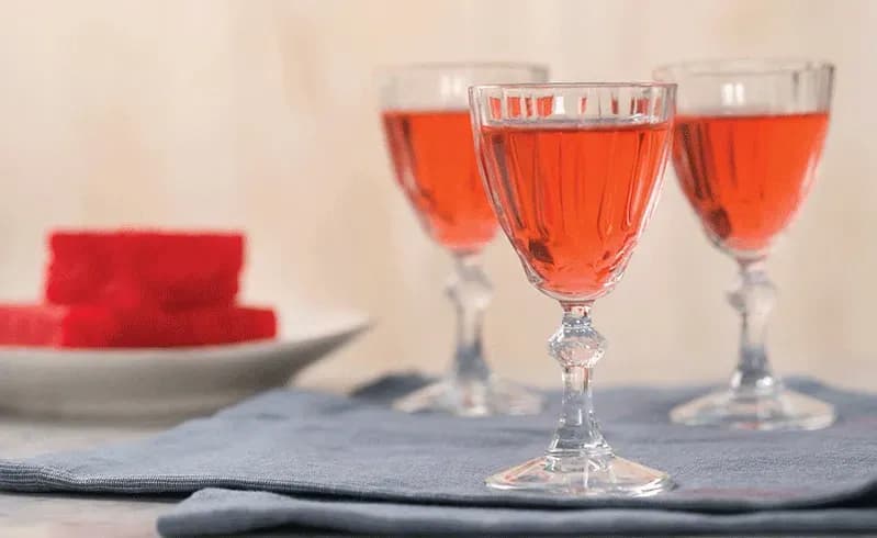 Glasses containing a red drink